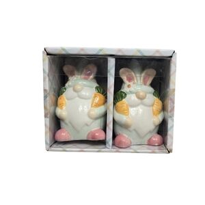 Easter Gnome Bunny Rabbit Ears Salt & Pepper Shakers Spring Happy Easter - New